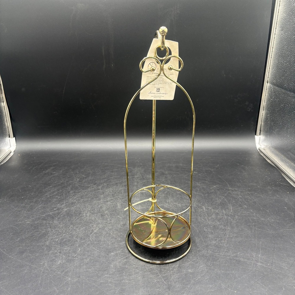 2 Home Interiors Gold Brass Swinging Jar Candle Holder Stand 92003-DE Vtg Decor